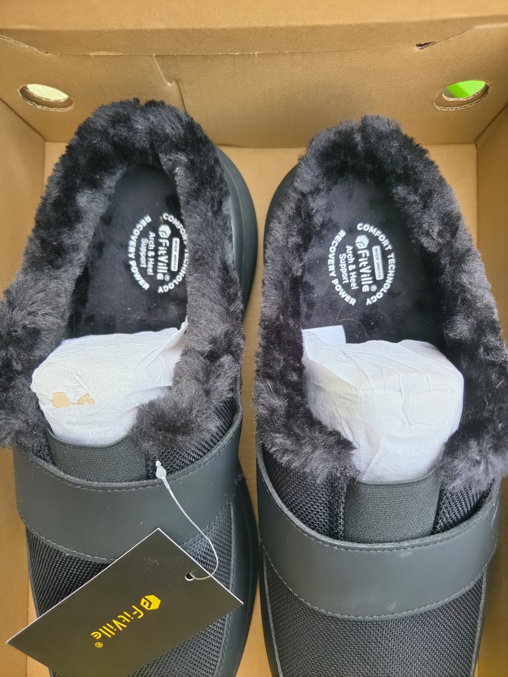 FitVille Men’s Recovery Winter Slippers V3 Black Size 12 Wide New in Box